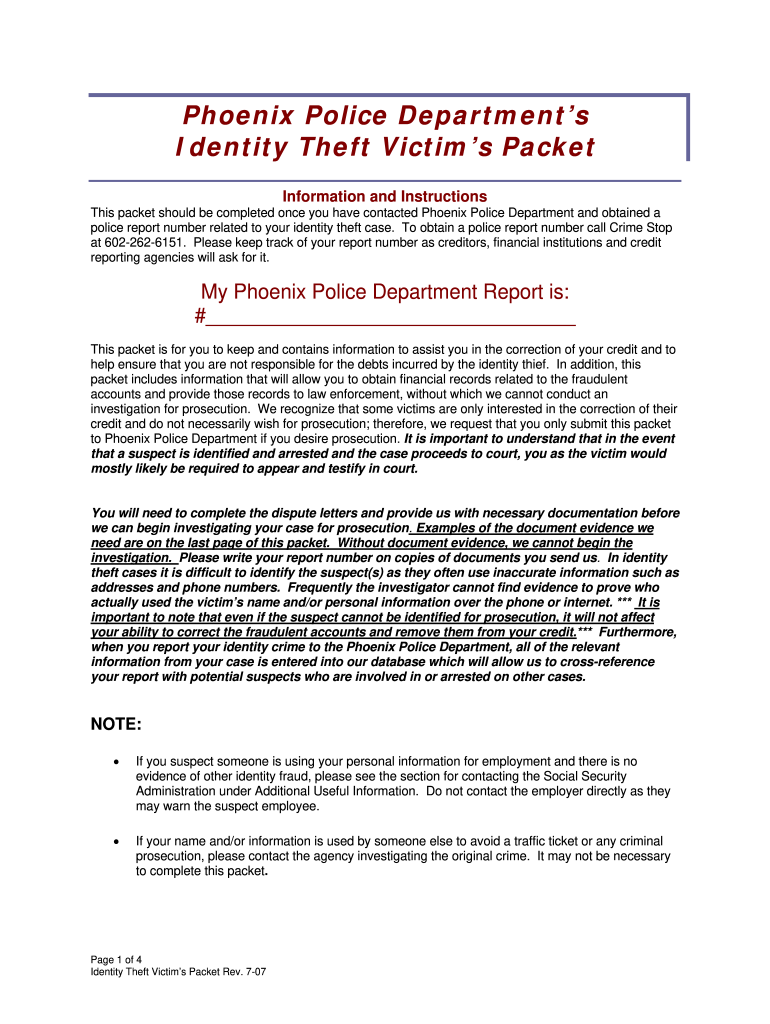 2007 Form AZ Identity Theft Victim