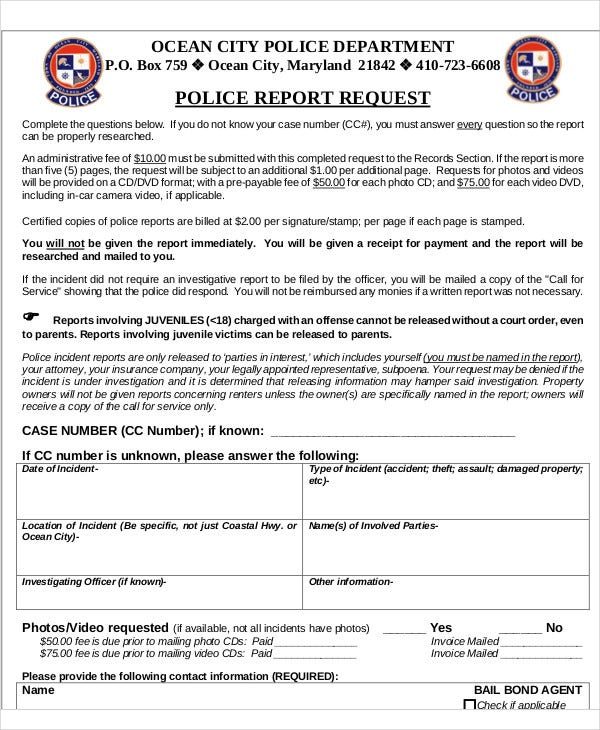 9+ Police Report Templates