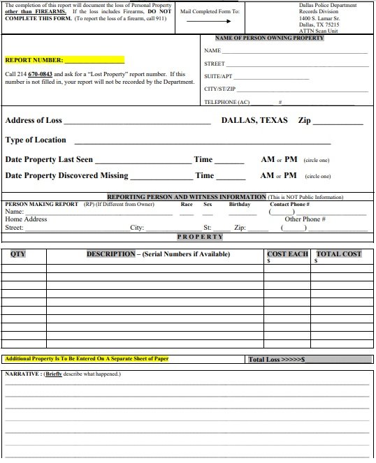 Blank Police Report Templates