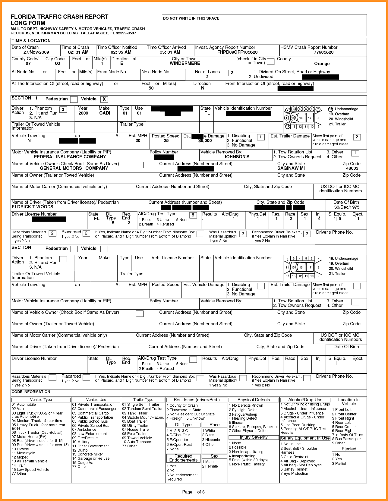 Car Accident Police Report Sample ...