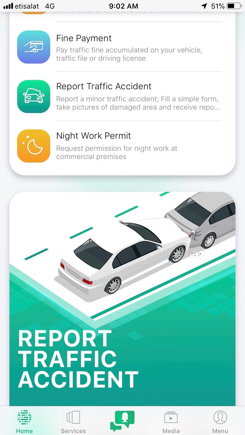 Dubai Police app: Yesterday I got into an accident  10 minutes later I ...