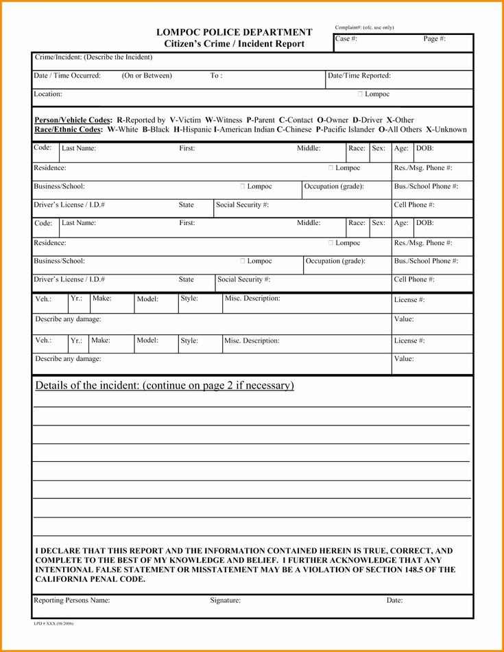 Fake Accident Report Template New Identity theft Police ...