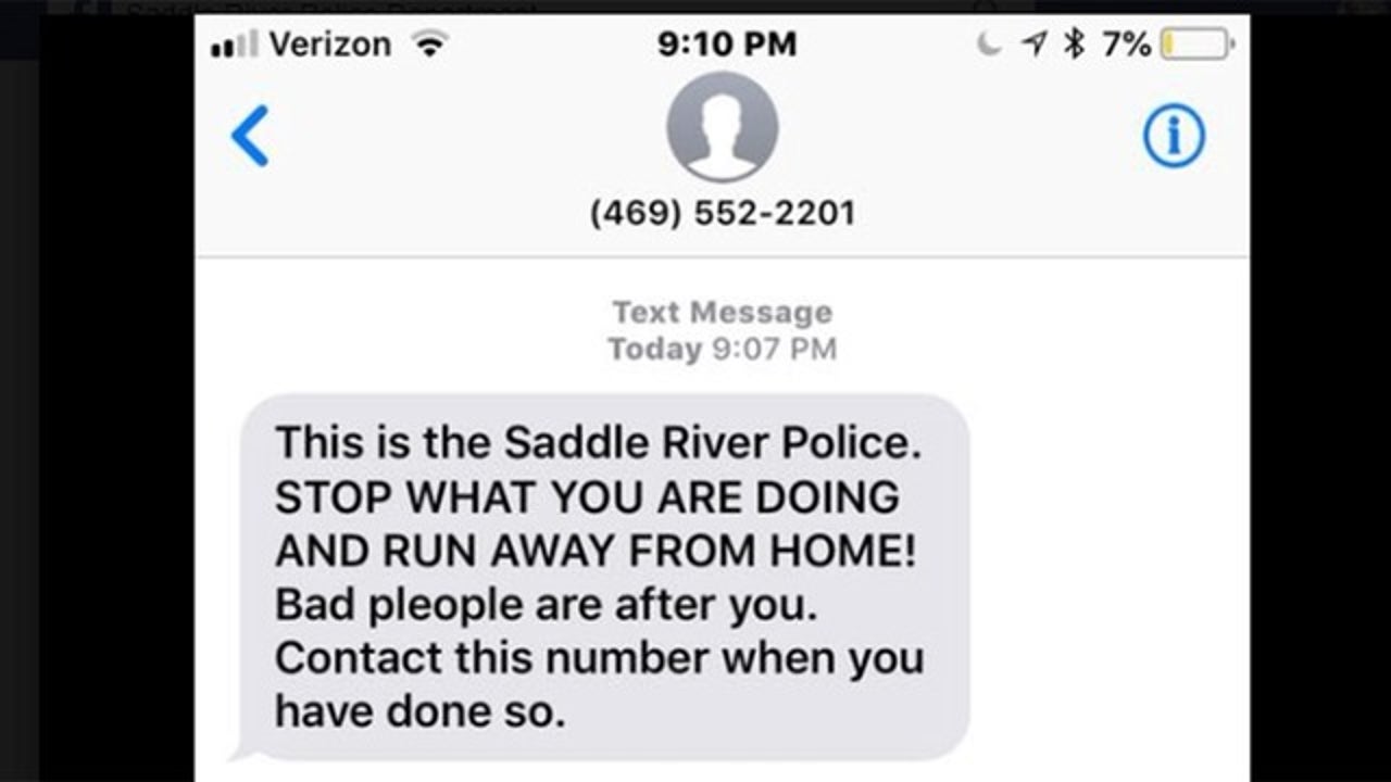 Fake text message from