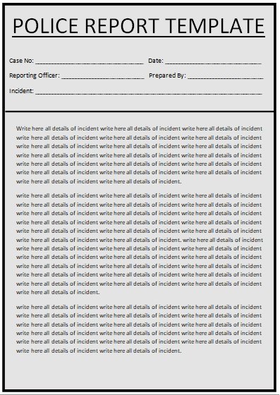 Free Printable Police Report Template