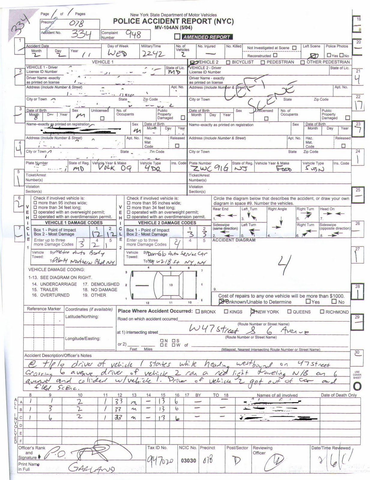 Hit and Run Drivers: NYPD police report = How incompetent can u be to ...