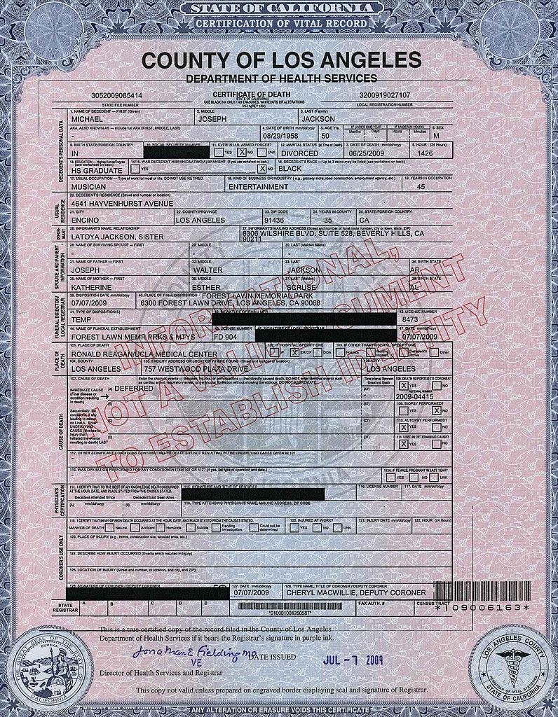 How Do You Get A Copy Of A Death Certificate In California ...