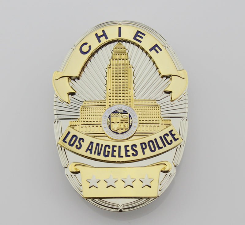 LAPD Los Angeles Police Chief Badge Solid Copper Replica Movie Props W ...