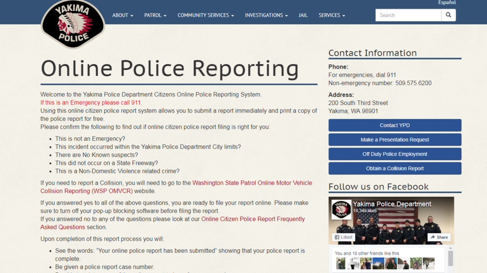 Locals can now file an online police report