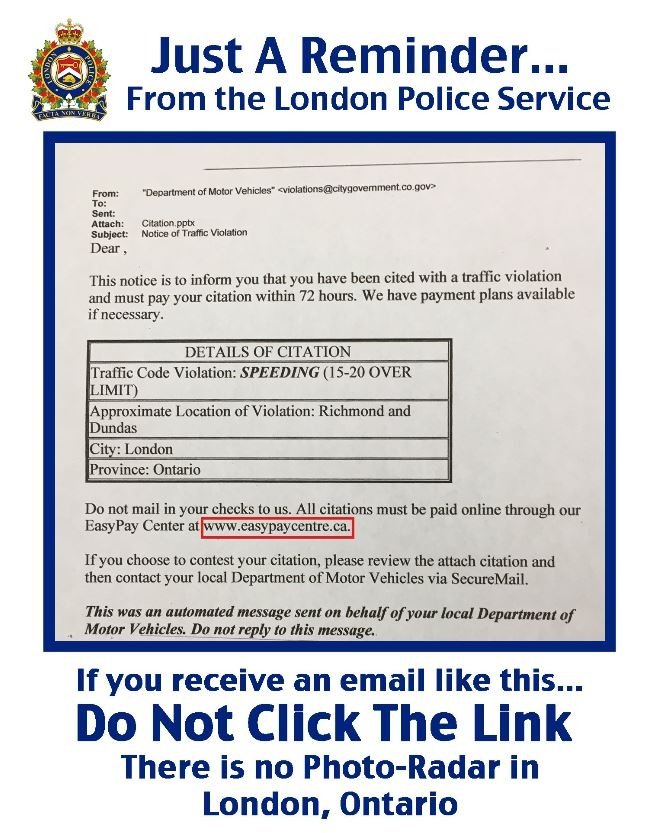 London police warning residents of new email scam