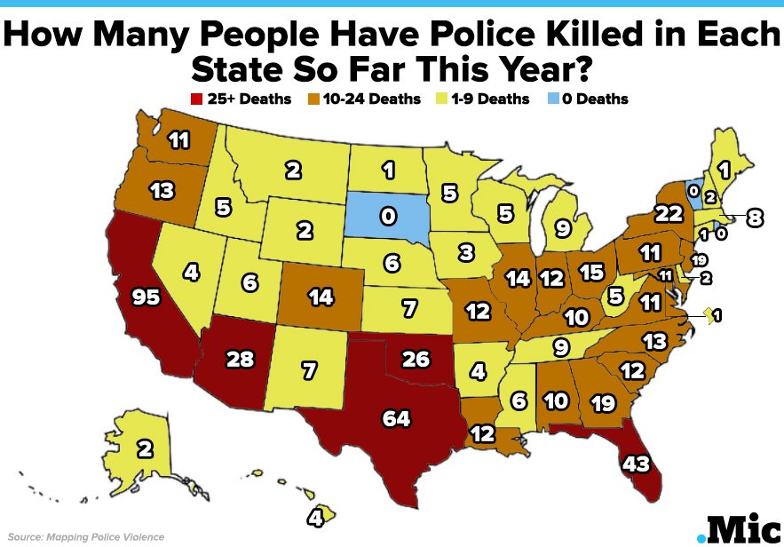 One Map Shows How Many People Police Have Killed in Each State So Far ...