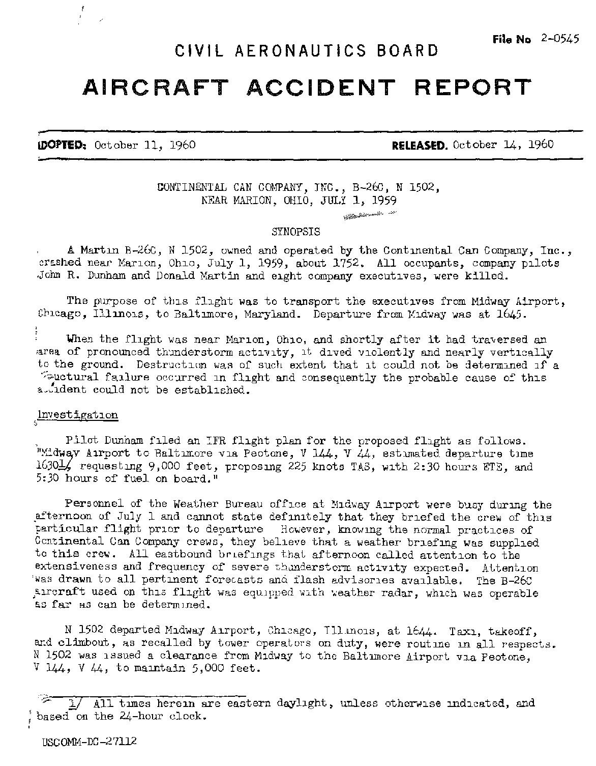 Page:CAB Accident Report, Continental Can Company plane ...