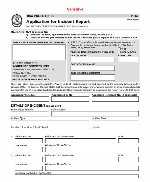 Police Report Application Form Nsw