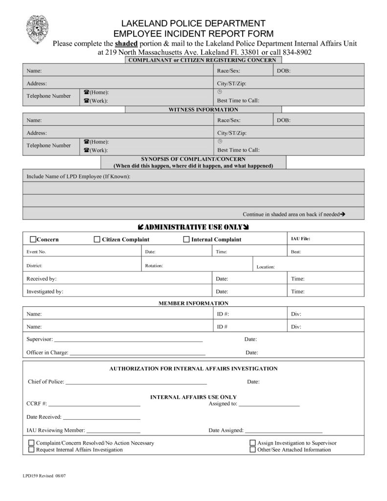 Sample Theft Report Form / Checklist For Reporting An Economic ...