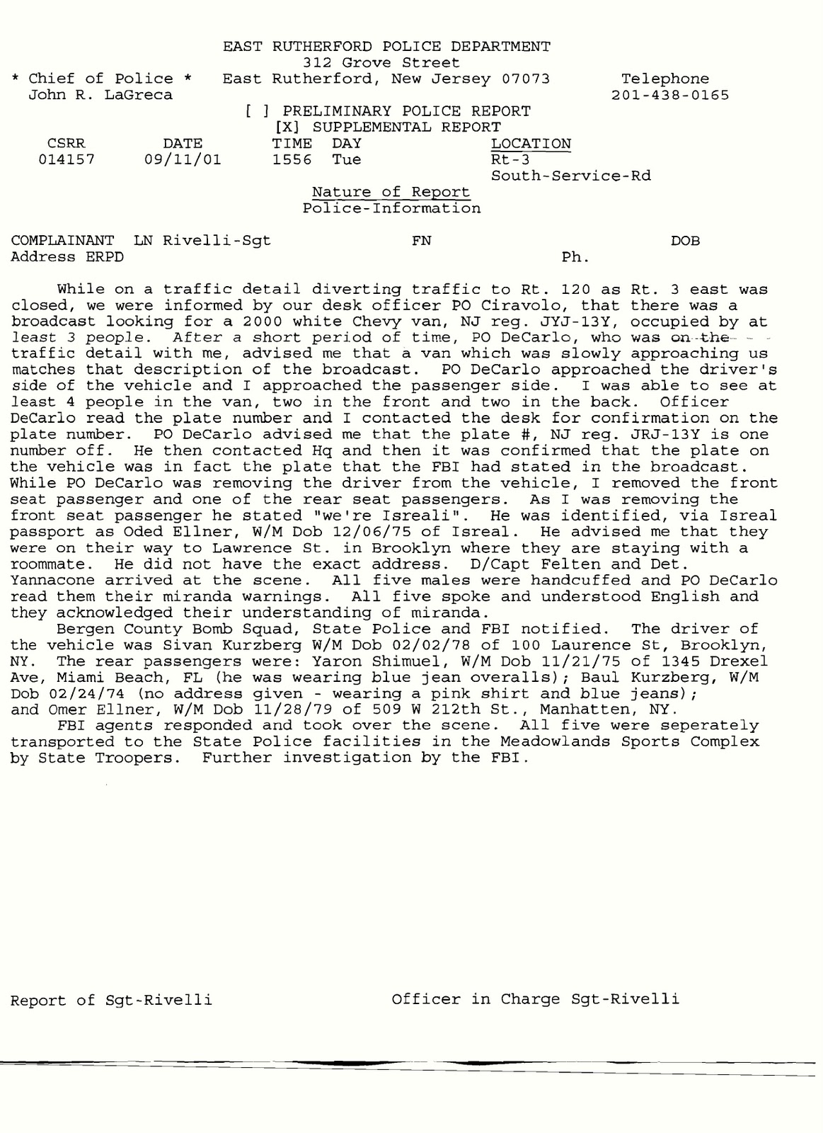 The Truth Will Set You Free: Actual police report on the ...