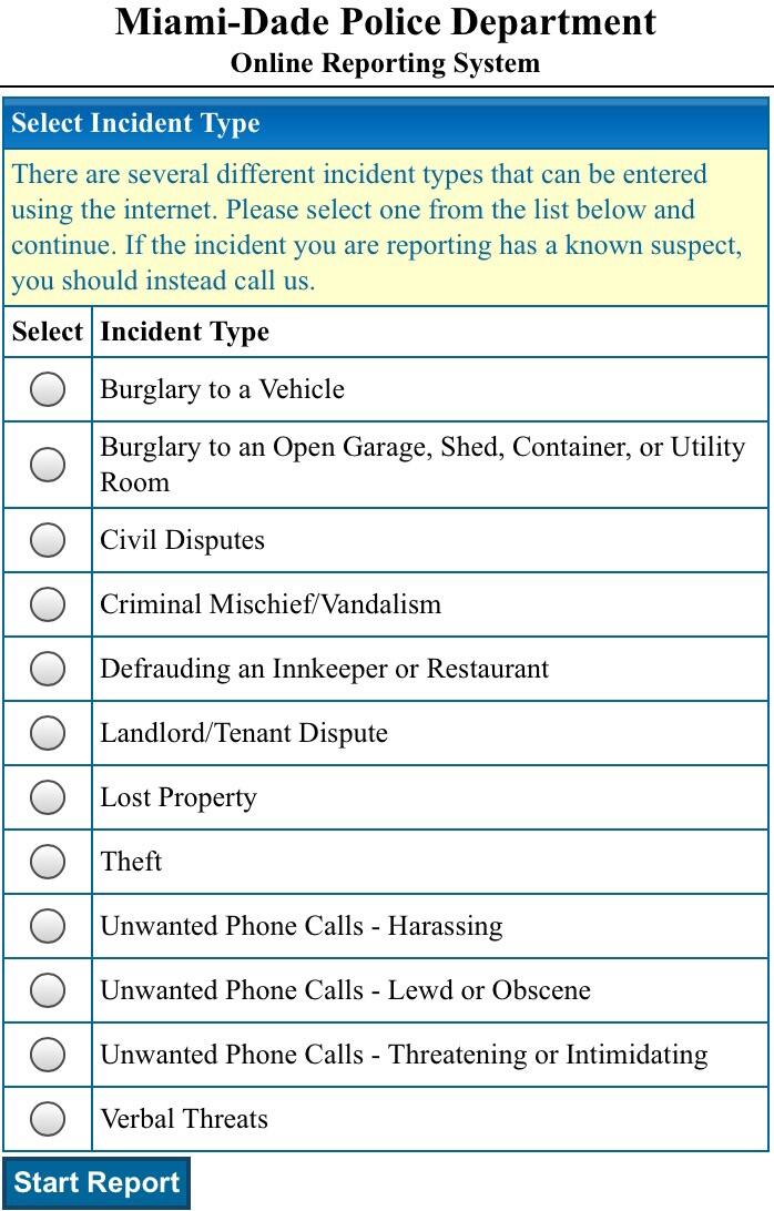 You can file your own police report ONLINE (Miami